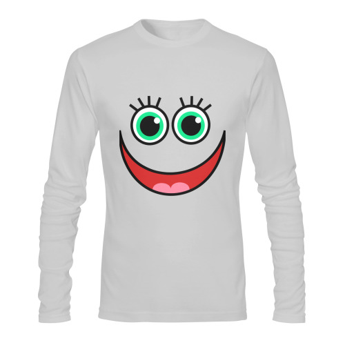 Don’t Worry Be Happy Cartoon Face Sunny Men's T-shirt (long-sleeve) (Model T08)