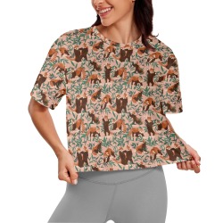 Red pandas in the wild Women's Cropped T-shirt (Model T80)