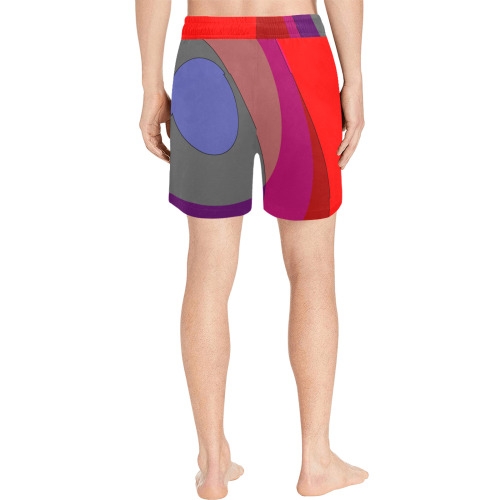Red Abstract 714 Men's Mid-Length Swim Shorts (Model L39)