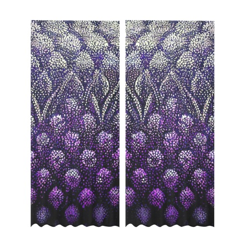purple flower pattern Gauze Curtain 28"x95" (Two-Piece)