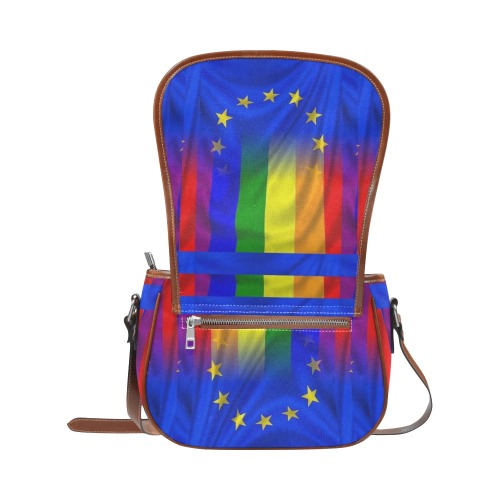 Euro Pride Flag Pop Art by Nico Bielow Saddle Bag/Large (Model 1649)