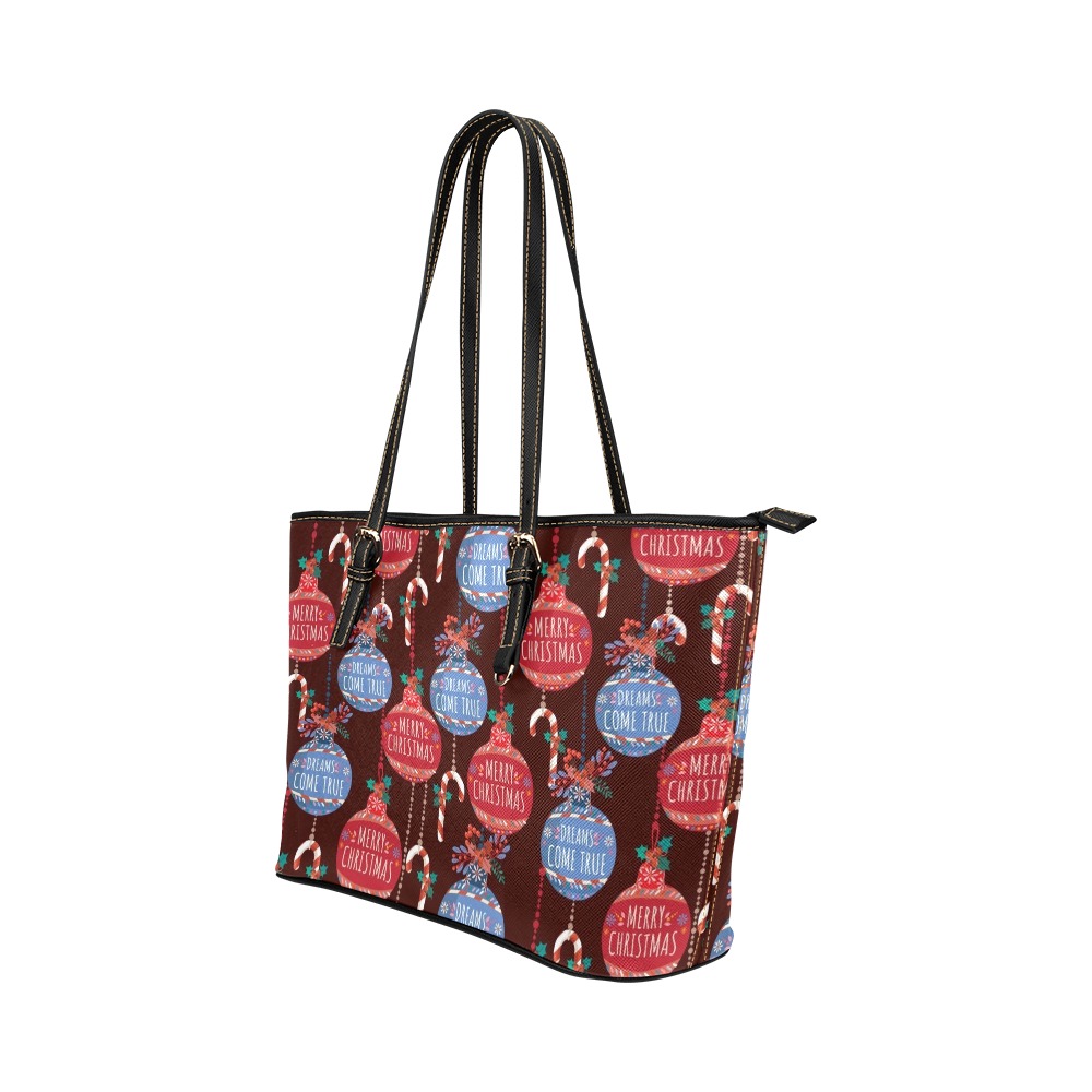 Christmas Ornaments - small Leather Tote Bag/Small (Model 1651)