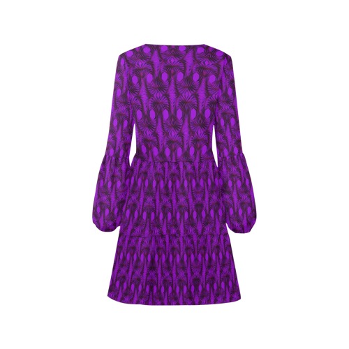 Knots purple V-Neck Loose Fit Dress (Model D62)