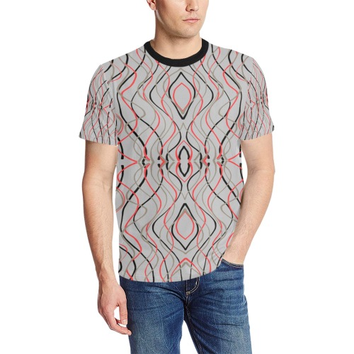 multicolored flow Men's All Over Print T-Shirt (Solid Color Neck) (Model T63)