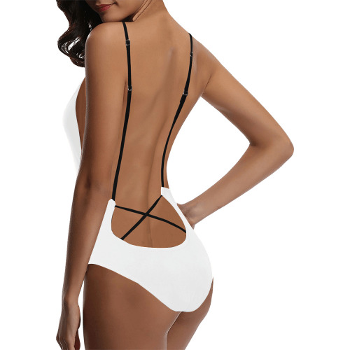 WHITE Sexy Lacing Backless One-Piece Swimsuit (Model S10)