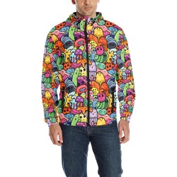 Graffiti Animals Quilted Windbreaker All Over Print Quilted Windbreaker for Men (Model H35)