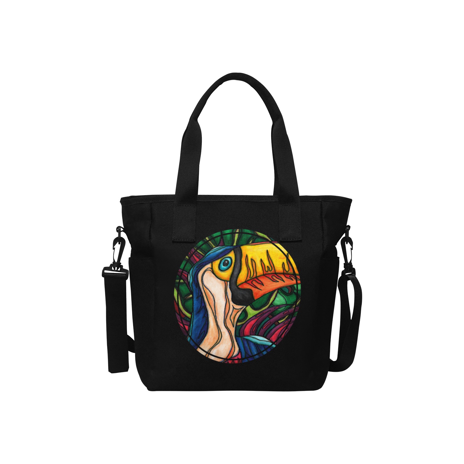 Toucan bird in abstract jugnle Insulated Tote Bag with Shoulder Strap (Model 1724)