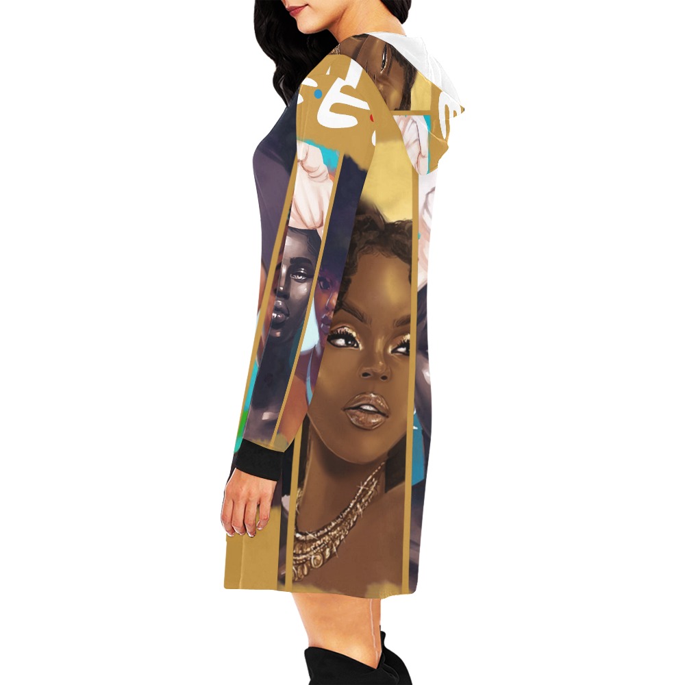 Queen Hoodie Dress All Over Print Hoodie Mini Dress (Model H27)