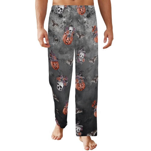 Skull and pumpkin Men's Pajama Pants USA Men's Pajama Trousers without Pockets
