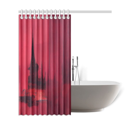 graffiti building's red Shower Curtain 69"x72"