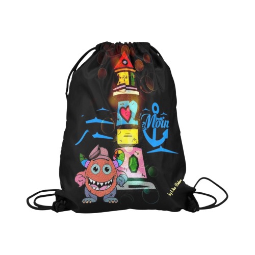 Moin Monster Dark by Nico Bielow Large Drawstring Bag Model 1604 (Twin Sides)  16.5"(W) * 19.3"(H)