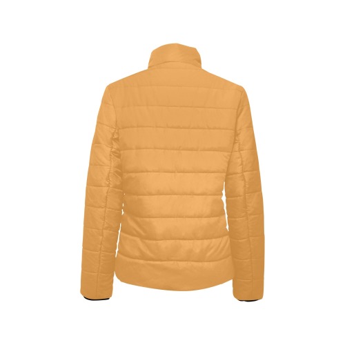 color butterscotch Women's Stand Collar Padded Jacket (Model H41)