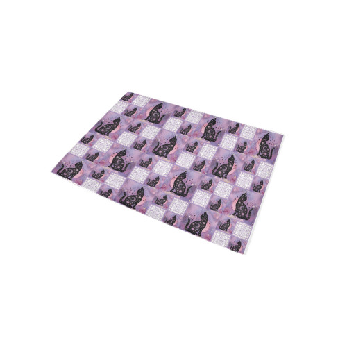 Purple Cosmic Cats Patchwork Pattern Area Rug 5'x3'3''
