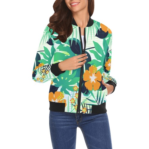 GROOVY FUNK THING FLORAL All Over Print Bomber Jacket for Women (Model H19)