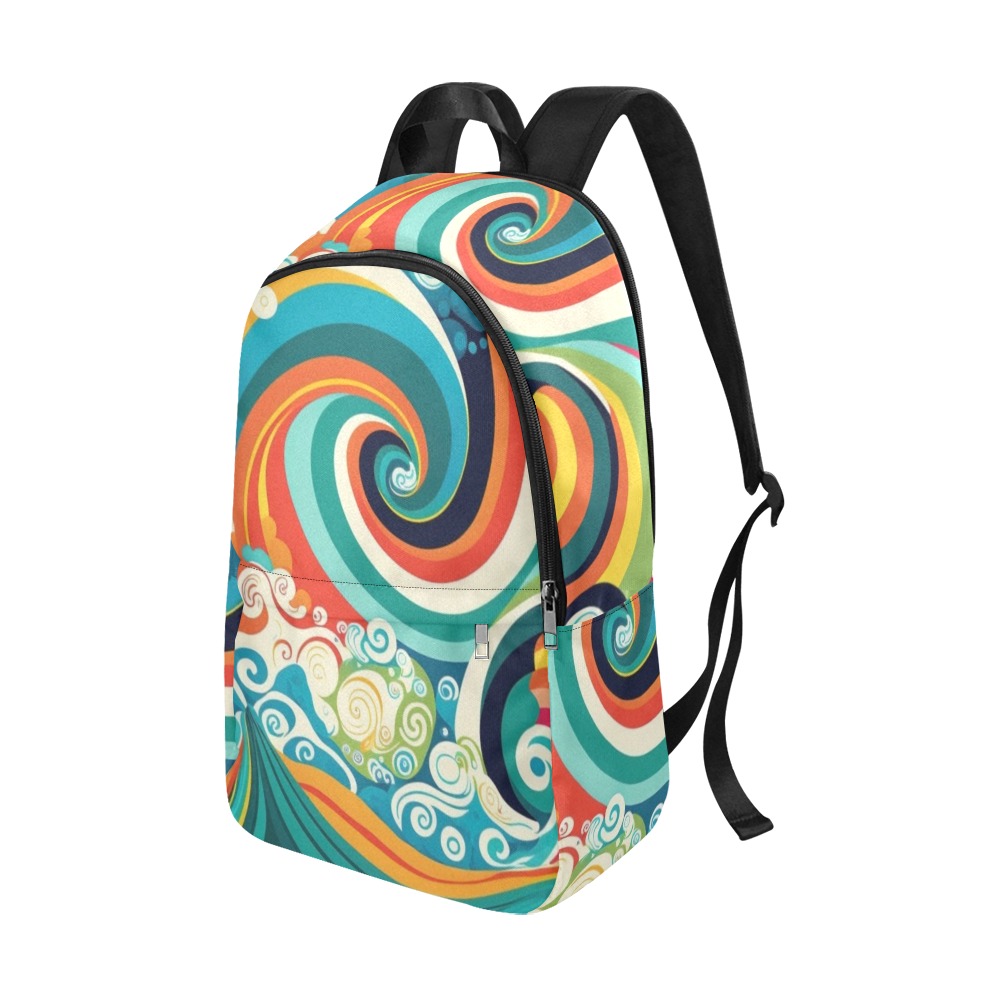 Colorful Ocean Waves Fabric Backpack for Adult (Model 1659)
