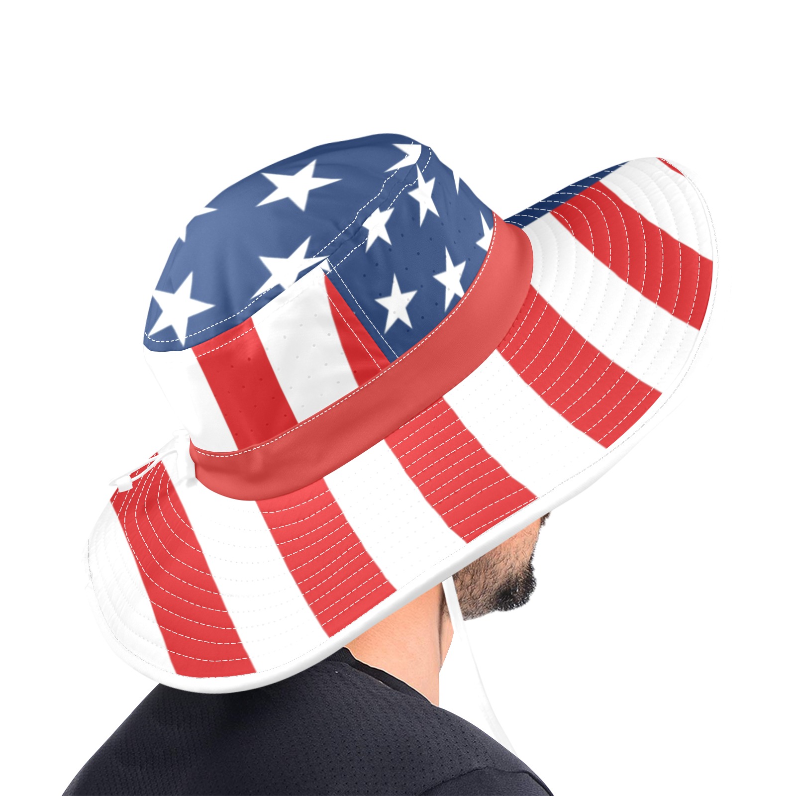 USA Flag Summer Hat Wide Brim Bucket Hat