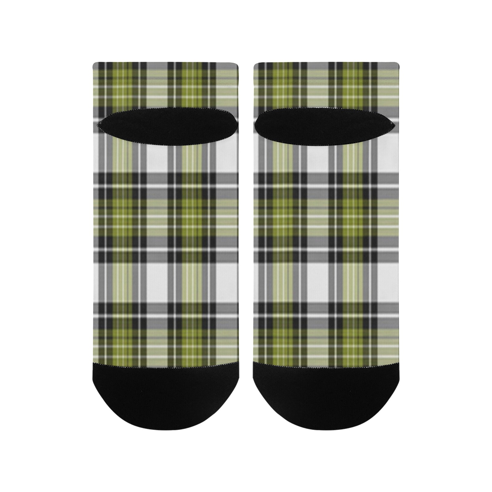 Olive Green Black Plaid Men's Ankle Socks