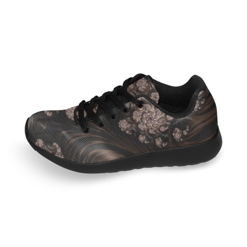 Blossoms and Dark Chocolate Swirls Fractal Abstract Men’s Running Shoes (Model 020)