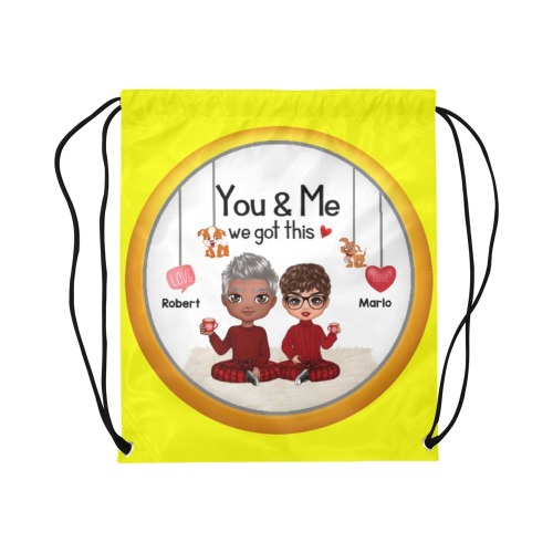 Me You and the Dogs Large Drawstring Bag Model 1604 (Twin Sides)  16.5"(W) * 19.3"(H)