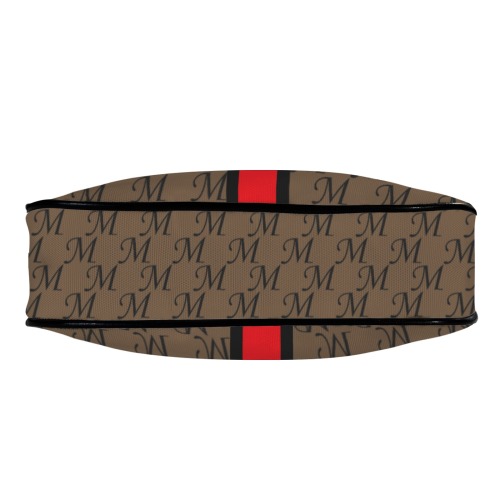 Mud-di Signature Red Stripe Walnut Women's Shoulder Bag-Black Strap (Model 1748)