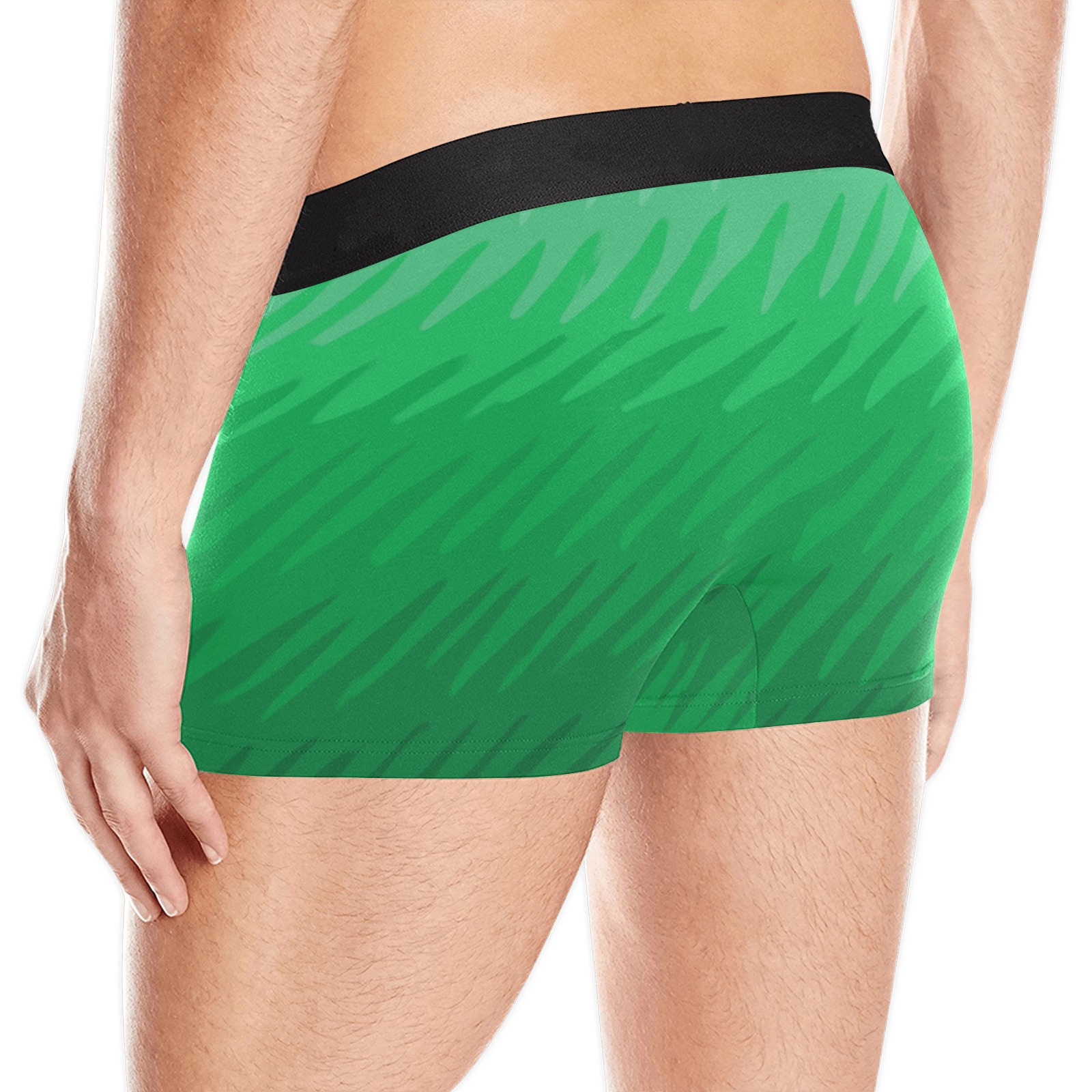 green wavespike Men's Boxer Briefs w/ Custom Waistband (Merged Design) (Model L10)