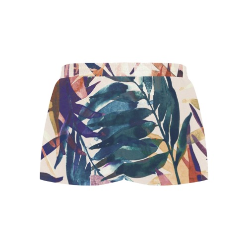 Abstract palms leaf colorful paint-6 Women's Pajama Shorts