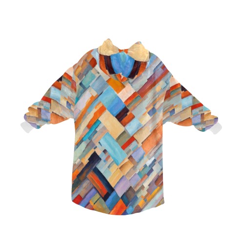 Rectangular patches of many colors abstract art Blanket Hoodie for Kids