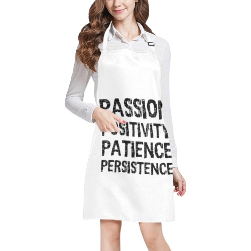 Passion, positivity, patience, persistence black All Over Print Apron
