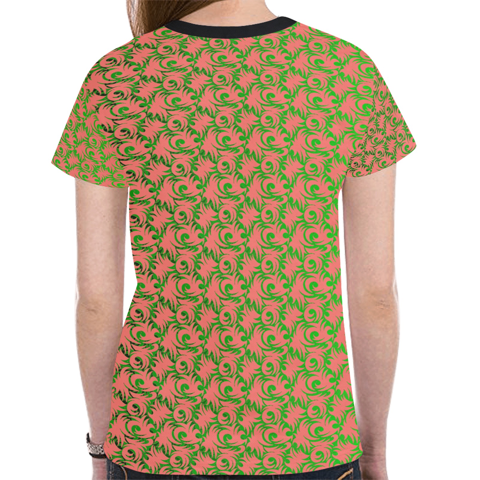 green swirl V1 New All Over Print T-shirt for Women (Model T45)