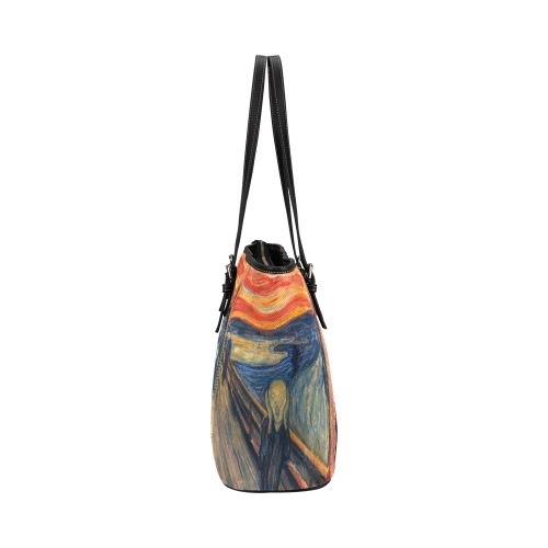 Edvard Munch-The scream Leather Tote Bag/Large (Model 1640)