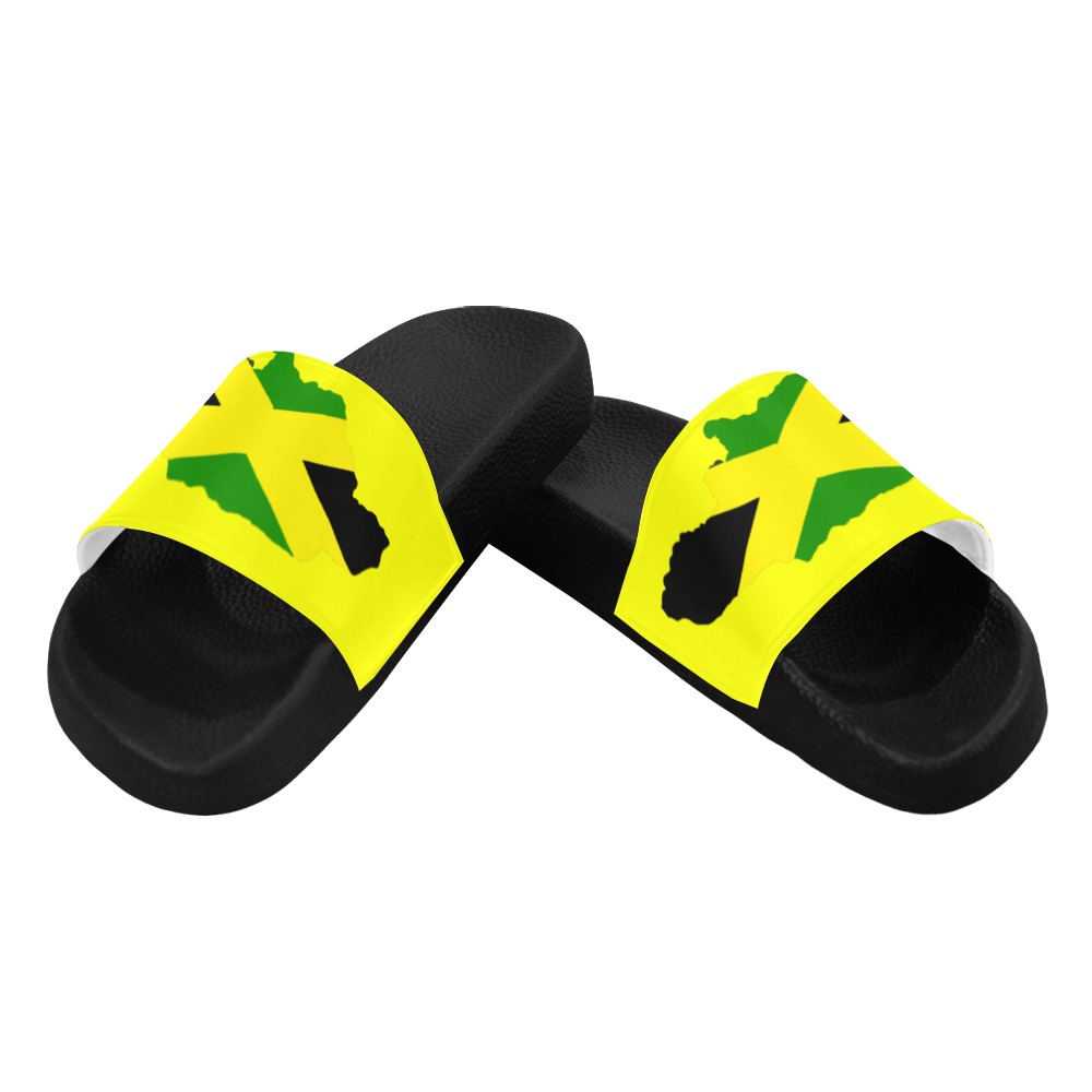 Jamaican Flag Map Yellow Women's Slide Sandals (Model 057)