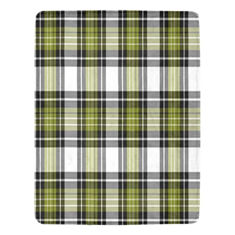 Olive Green Black Plaid Ultra-Soft Micro Fleece Blanket 54"x70"
