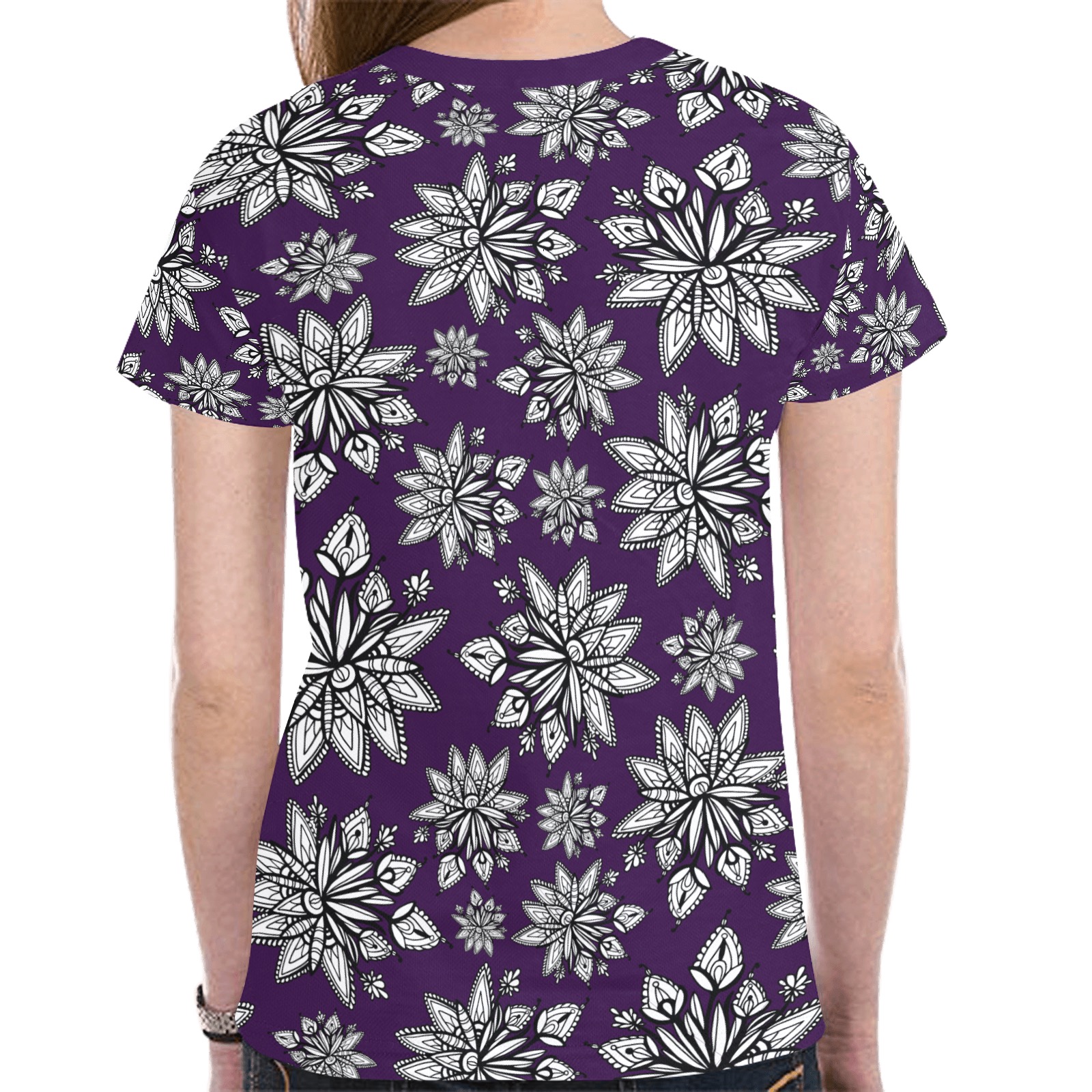 Creekside Floret pattern purple New All Over Print T-shirt for Women (Model T45)