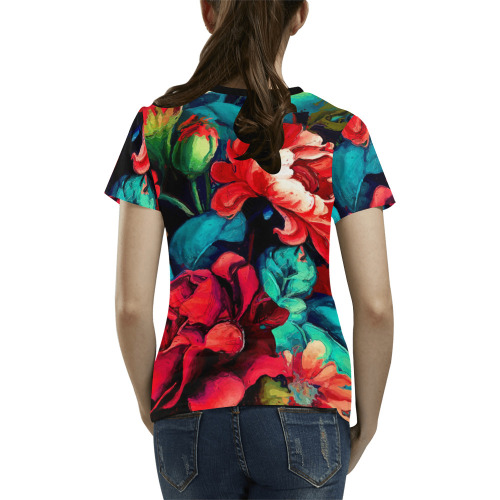 flowers botanic art (6) all over print tshirt All Over Print T-Shirt for Women (USA Size) (Model T40)