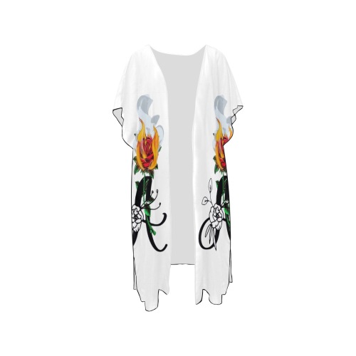 Aromatherapy Apparel Chiffon Cover up White Mid-Length Side Slits Chiffon Cover Ups (Model H50)