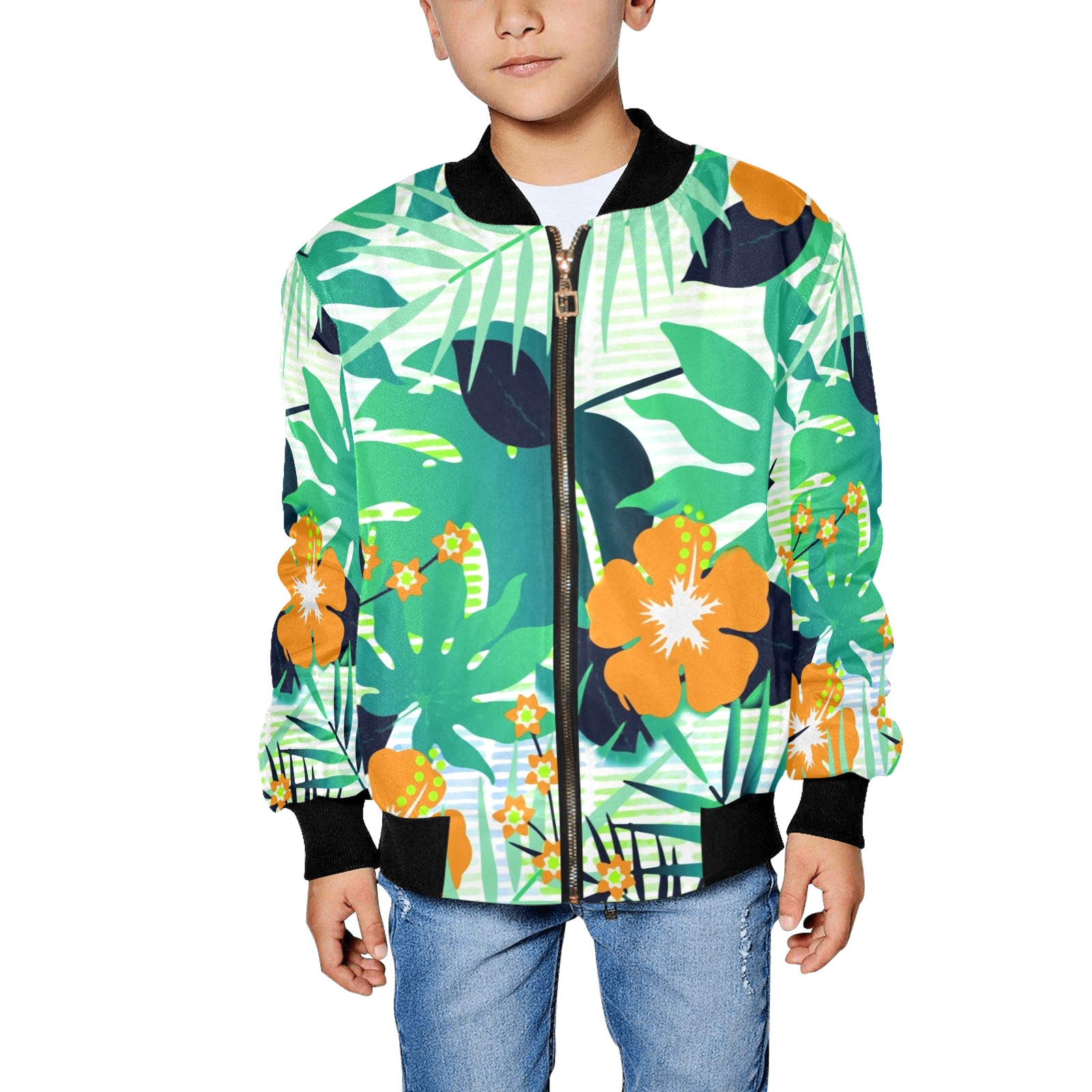 GROOVY FUNK THING FLORAL Kids' All Over Print Bomber Jacket (Model H40)