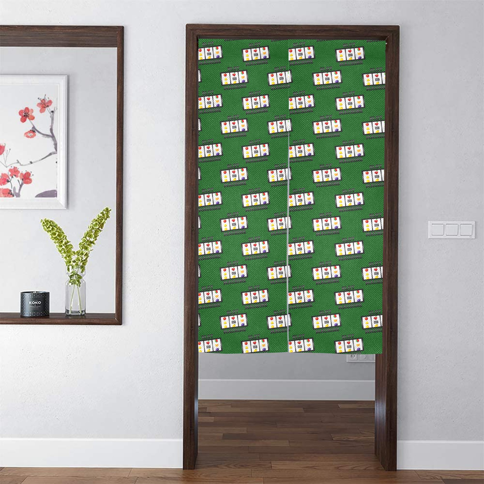 Las Vegas Slot Machine / Green Door Curtain Tapestry