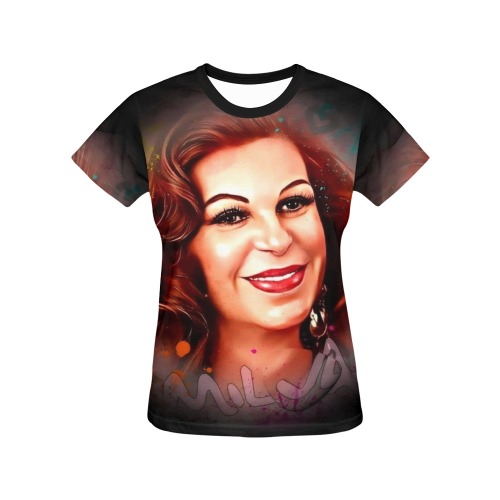 Milva Pop Art by Nico Bielow All Over Print T-Shirt for Women (USA Size) (Model T40)
