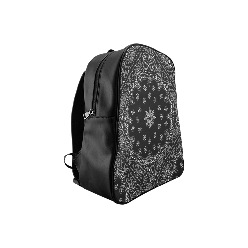 Bandanna Pattern Black White School Backpack (Model 1601)(Small)