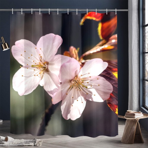 Two beautiful sakura Japanese cherry blossoms. Shower Curtain 72"x84"