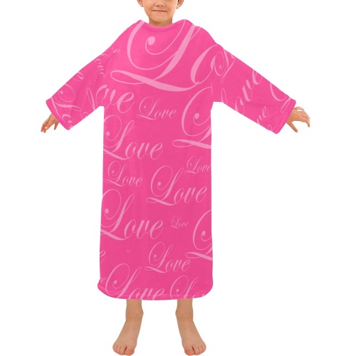 PinkLove Blanket Robe with Sleeves for Kids