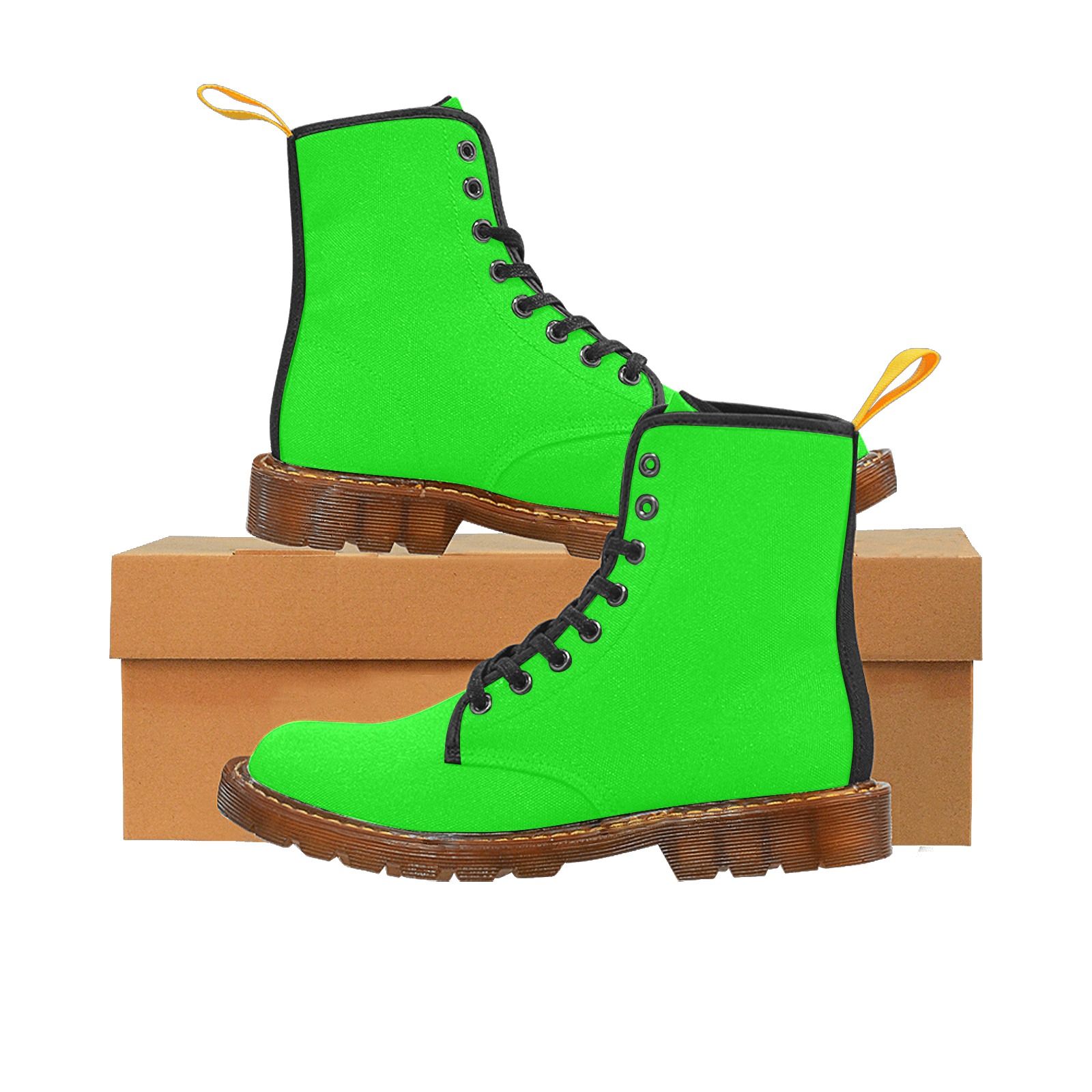 Merry Christmas Green Solid Color Martin Boots For Women Model 1203H