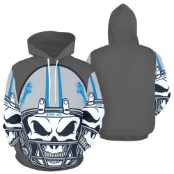 Lions Skull Grey All Over Print Hoodie for Men (USA Size) (Model H13)