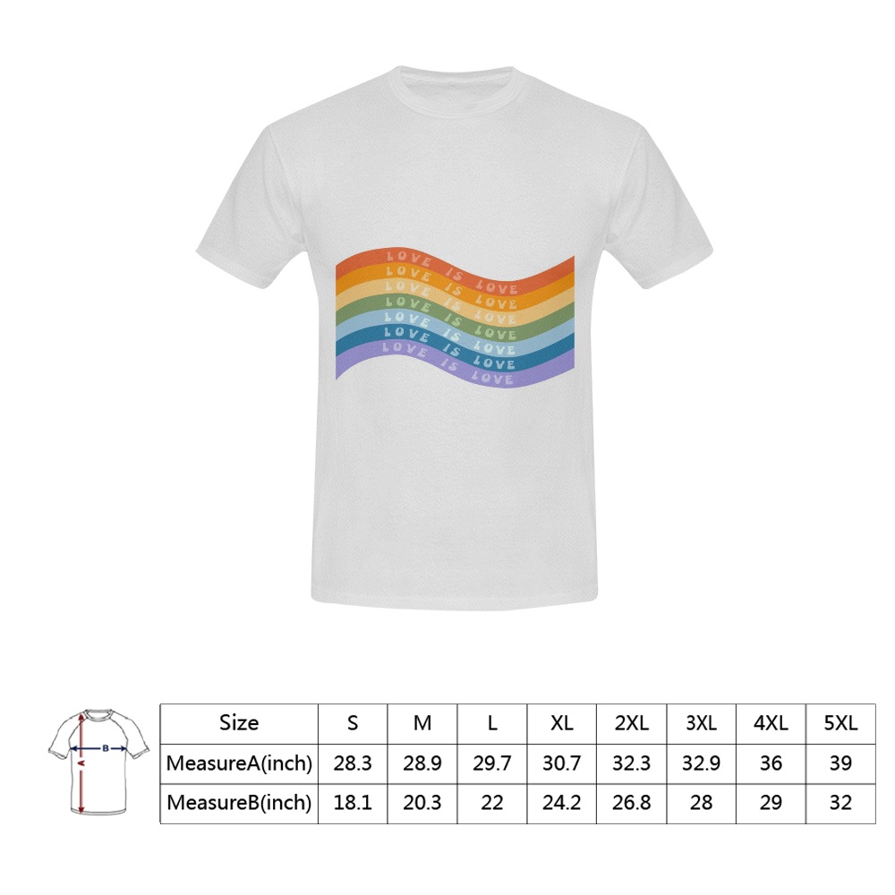 Love is Love Wavy Rainbow Men's T-Shirt in USA Size (Front Printing Only)