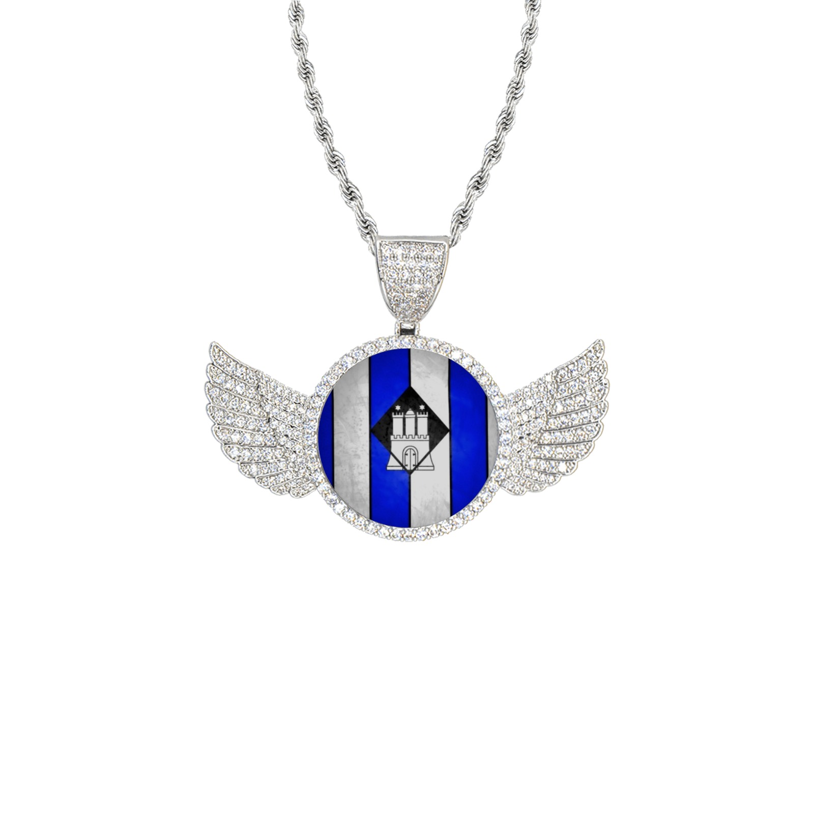 Hamburg Wappen  by Nico Bielow Wings Silver Photo Pendant with Rope Chain