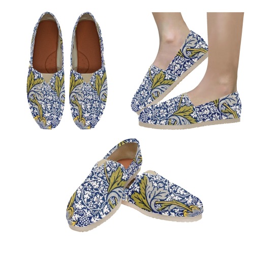 Elegant William Morris Floral Casual Shoes Women's Classic Canvas Slip-On (Model 1206)