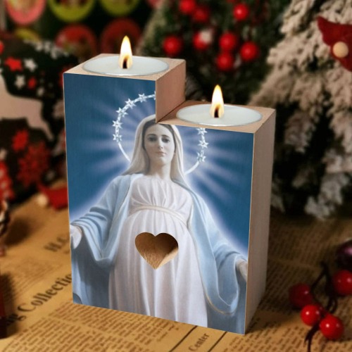 The Virgin Mary Wooden Candle Holder (Without Candle)