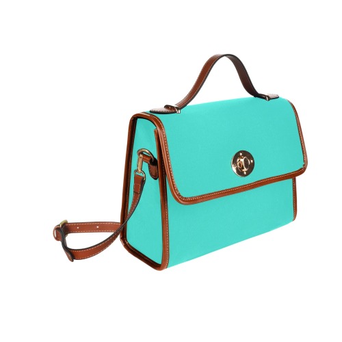 color turquoise Waterproof Canvas Bag-Brown (All Over Print) (Model 1641)