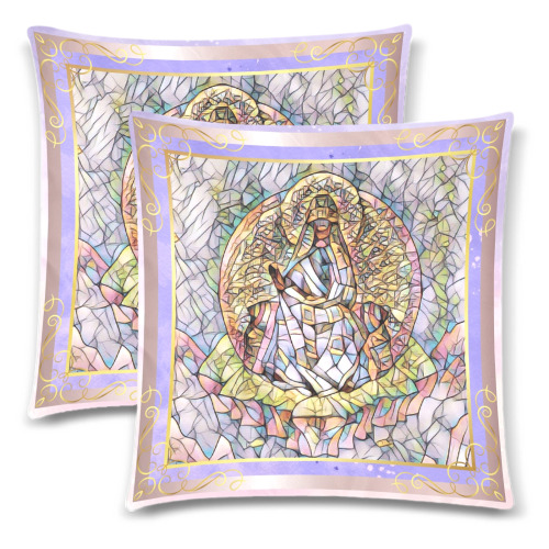 Second Remastered Version of Mother of The World in Warmer Colors by Nicholas Roerich Custom Zippered Pillow Cases 18"x 18" (Twin Sides) (Set of 2)
