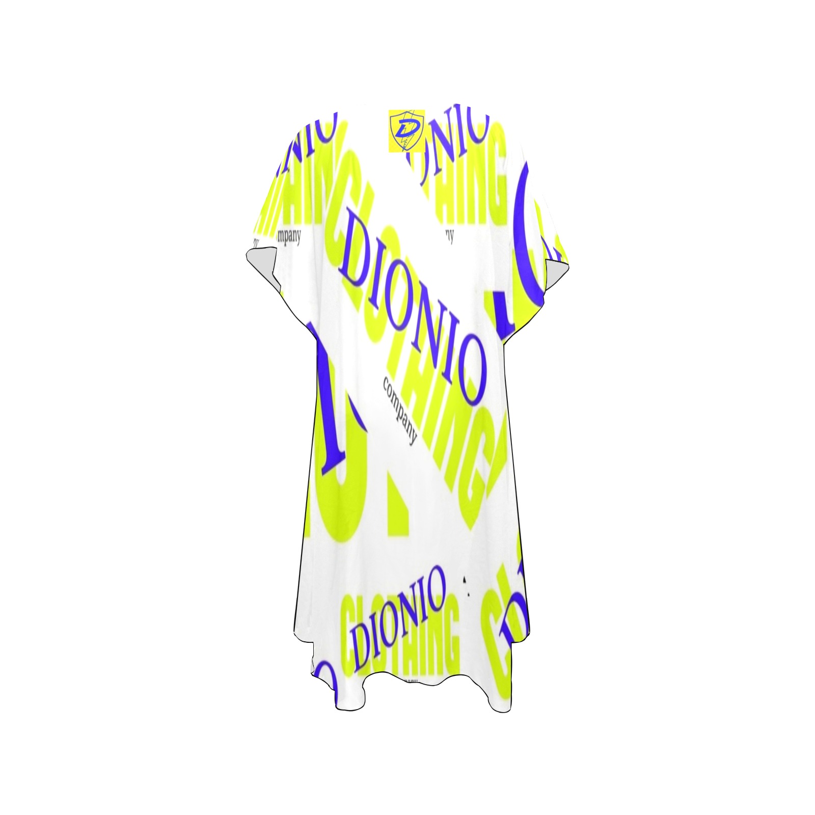 DIONIO Clothing - Company Mid Length Side Slits Chiffon Cover-Up (White ,Blue & Yellow) Mid-Length Side Slits Chiffon Cover Ups (Model H50)